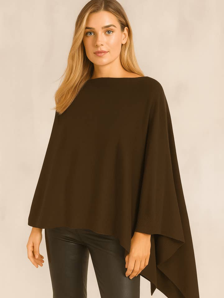 MiMi Wholesale - Wholesale Poncho - Women's - CCP320056 Juney Soft Classic Knit Poncho Ruana12