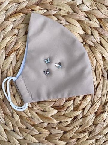 Beige butterflies adult jewel mask for wholesale by Cucadas de Ana