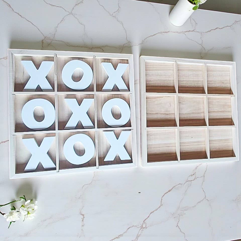 Gia Roma - Wholesale Decorative Tabletop Object - Wooden Tabletop Game + Decor, Tic Tac Toe Wood Game, Rustic53