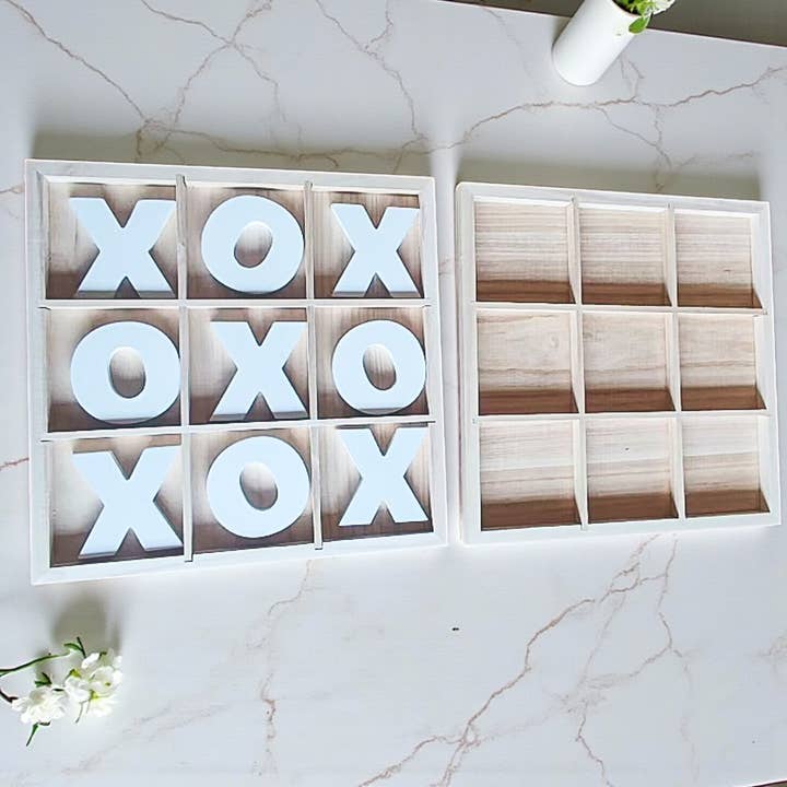 Gia Roma - Wholesale Decorative Tabletop Object - Wooden Tabletop Game + Decor, Tic Tac Toe Wood Game, Rustic53
