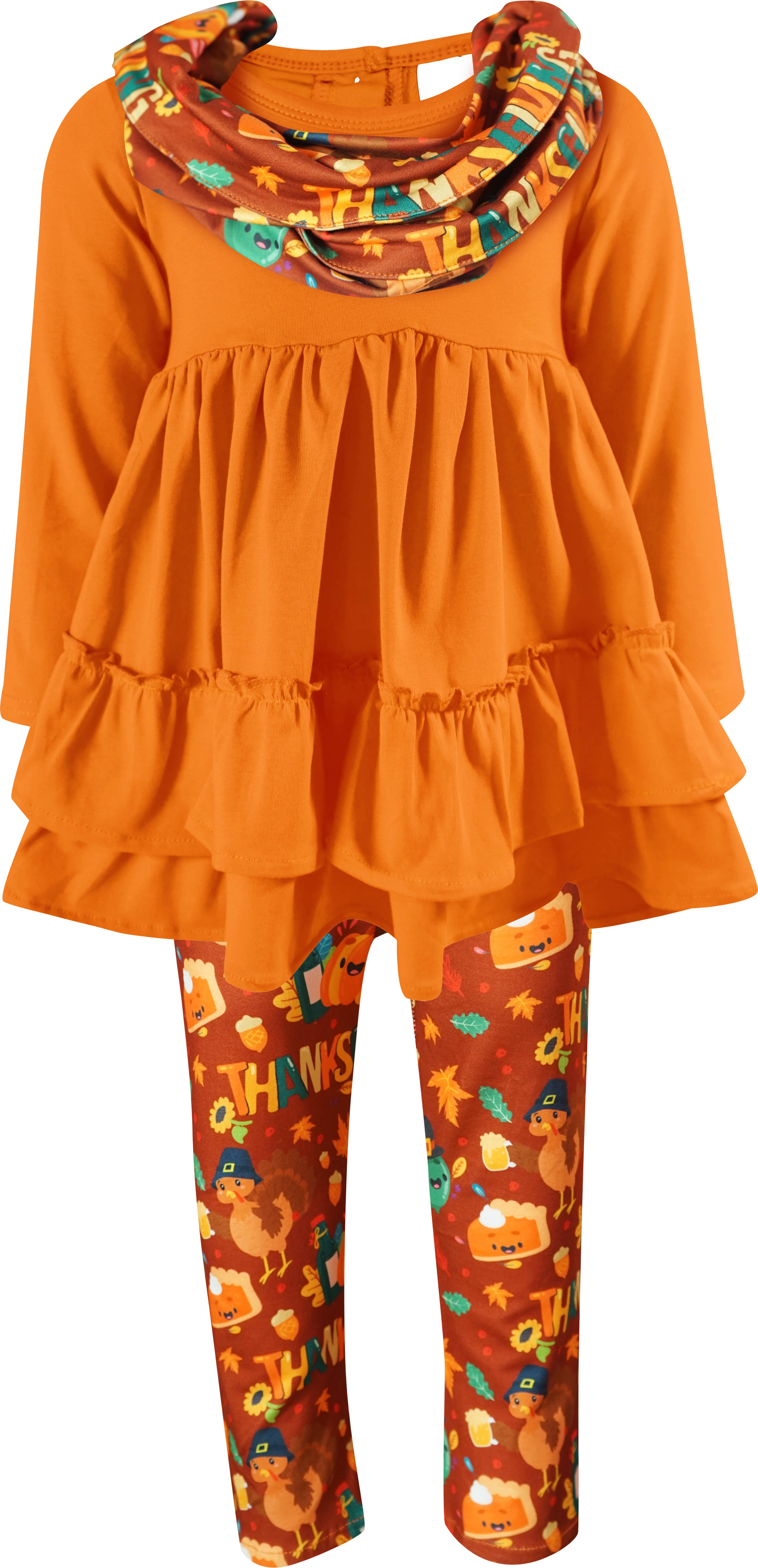 Angeline Kids - Wholesale Top & Pant Set - Kids - CLOSEOUT 40pcs Lot Fall Halloween Thanksgiving Scarf Outfit7