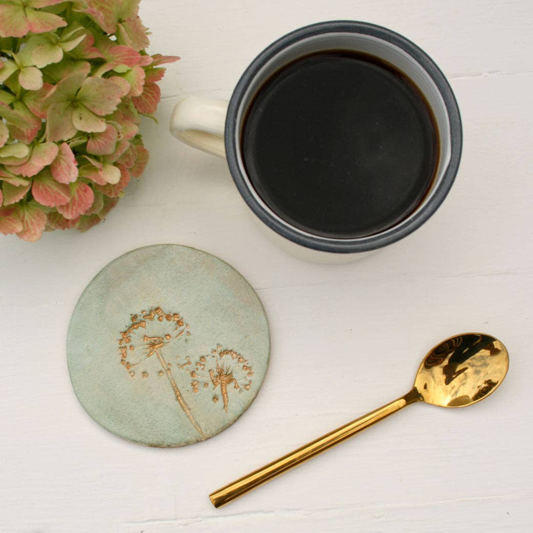 Juliet Reeves Designs - Wholesale Coasters - Green and Gold Wild Flower Coasters2