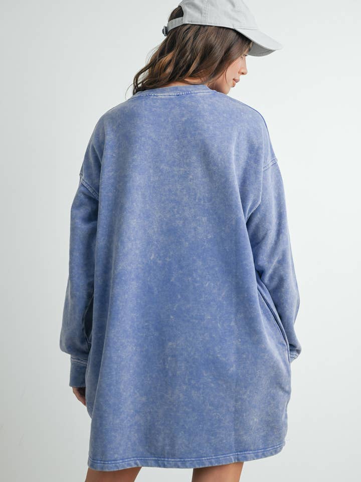 BUTTERMELON - Wholesale Dress - Women's - Tall Acid Wash Sweatshirt Dress - BMD753826