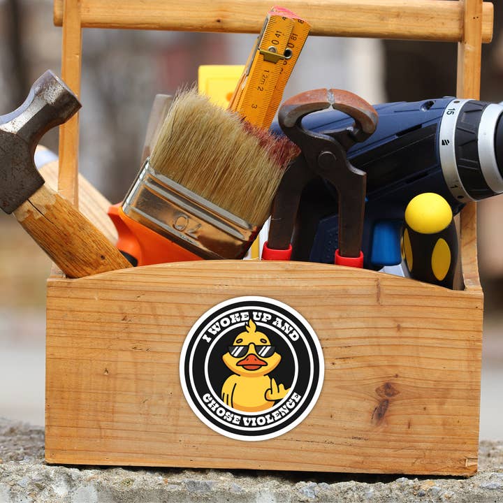 Coyote Color - Wholesale Sticker - Funny Redneck Sticker "I Woke Up & Chose Violence" Duck19