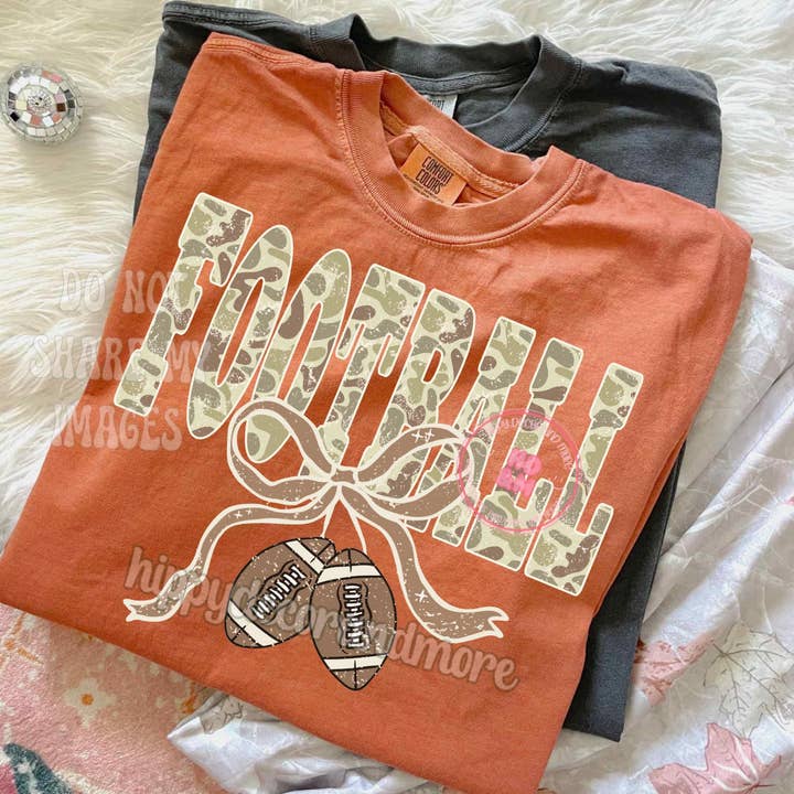 Camo Football Coquette Short Sleeve Shirt for wholesale by Blazing Oaks Clothing Company