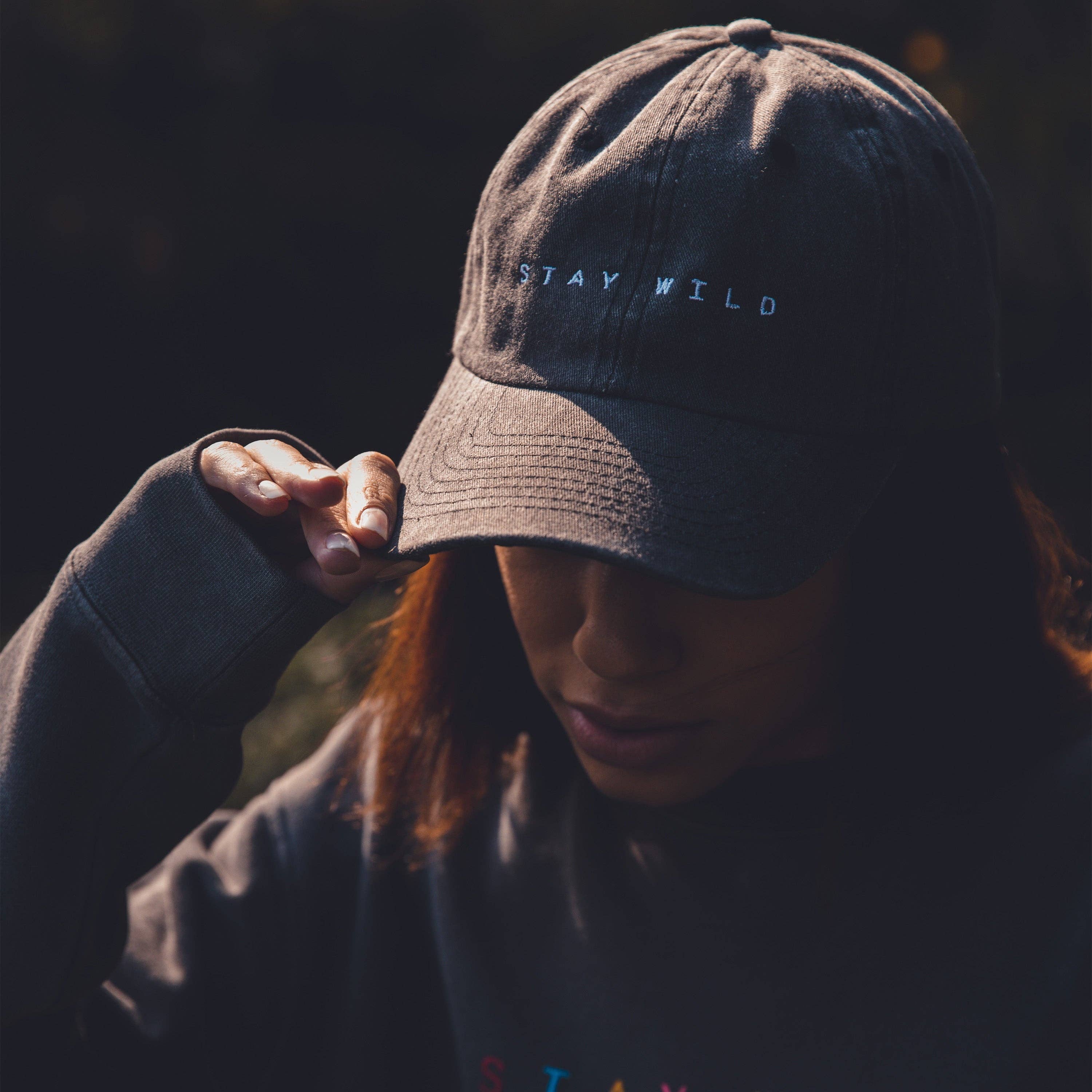 Atticus Poetry - Wholesale Baseball Cap - Women's - Black Cotton Dad Hat – “Stay Wild” Embroidered Cap3