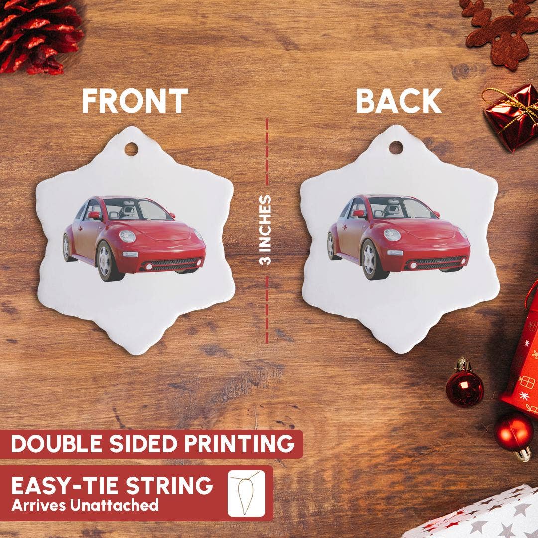 3dRose - Wholesale Ornament - 3dRose, Euro Car Red, Ornament2