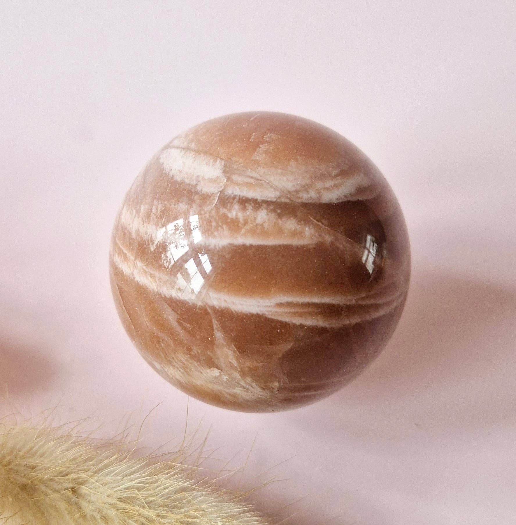 Moonlight Gemstones - Wholesale Spiritual Stone/Crystal - Crystal Gemstone Golden Sunstone Sphere with Blue & Gold Flash | 45–63 mm sphere16