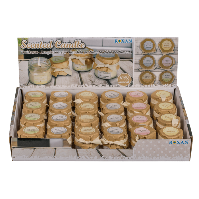 Out of the blue KG - Vente Bougie en bocal - Bougie en cire naturelle parfumée (Thé blanc, Vanille, Lys, Jasmin, Gardénia, Coton français)1