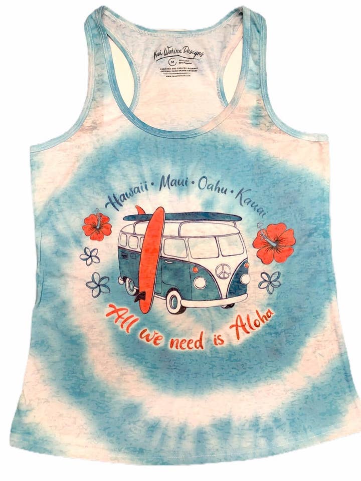 Kai Wahine Designs Vw Women’s Burnout Racer Back Tank Top for wholesale by HAWAIIAN DRIFT INC