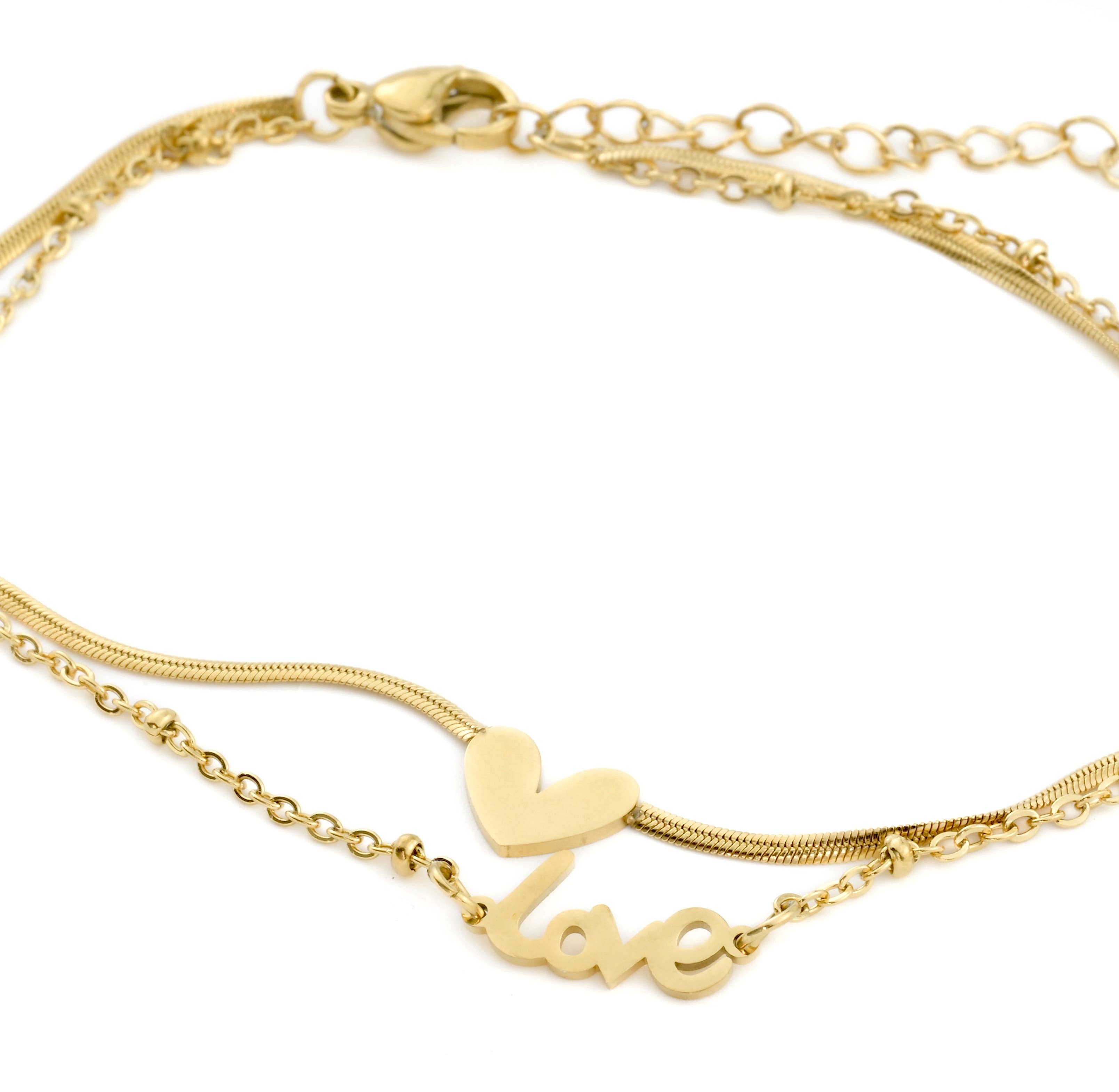 Blueyejewelry - Wholesale Enkelbandje - Gouden Hart Enkelband - Slangenketting Hart & Liefde Enkelarmband4