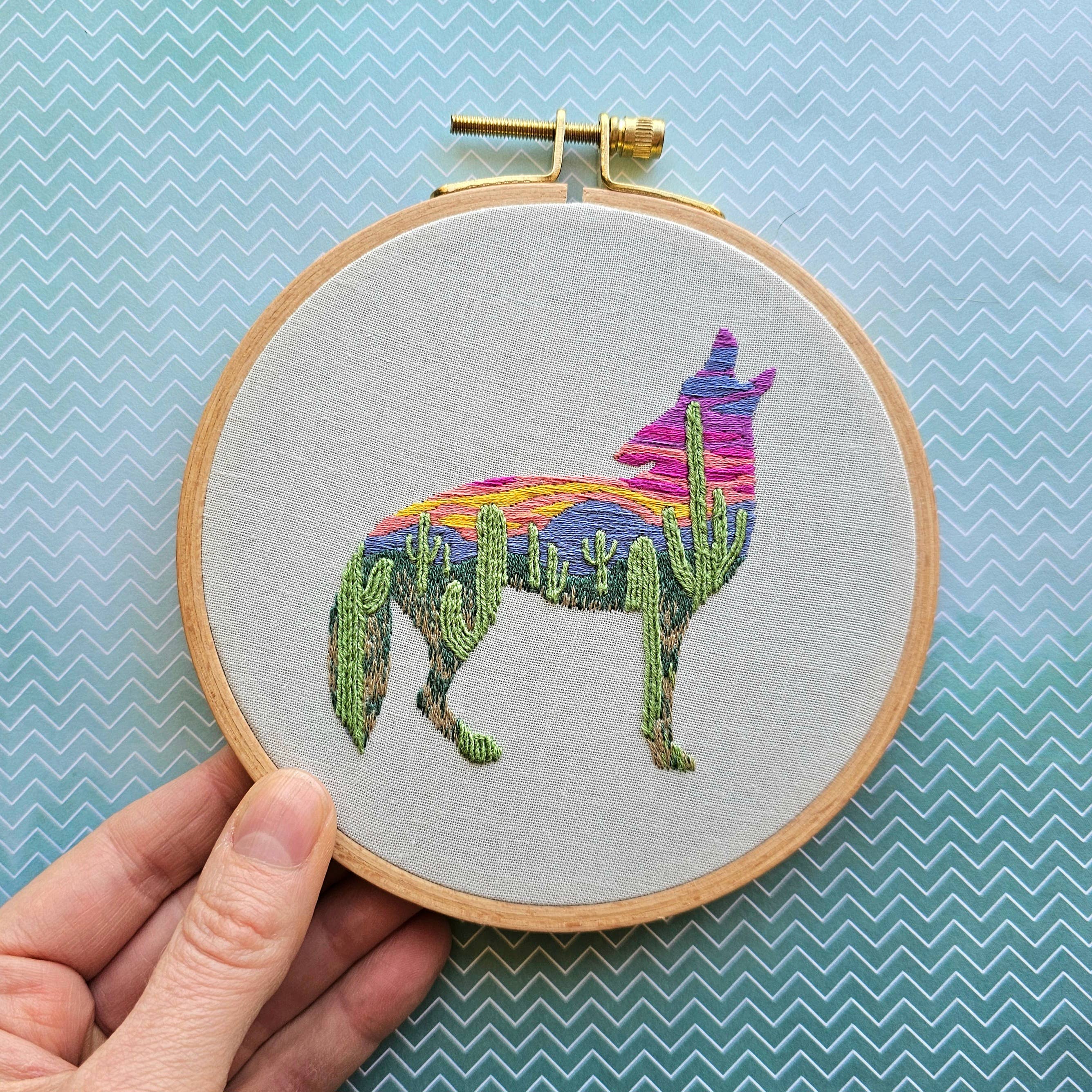 Jessica Long Embroidery - Wholesale Embroidery/Cross Stitch Supplies - Desert Coyote Embroidery Kit3