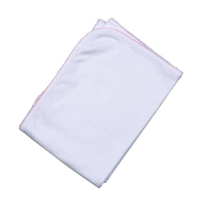 COUVERTURE DE RÉCEPTION PIMA BLANCHE WKP-216 AVEC BORDURE ROSE pour la vente par Hug Me First