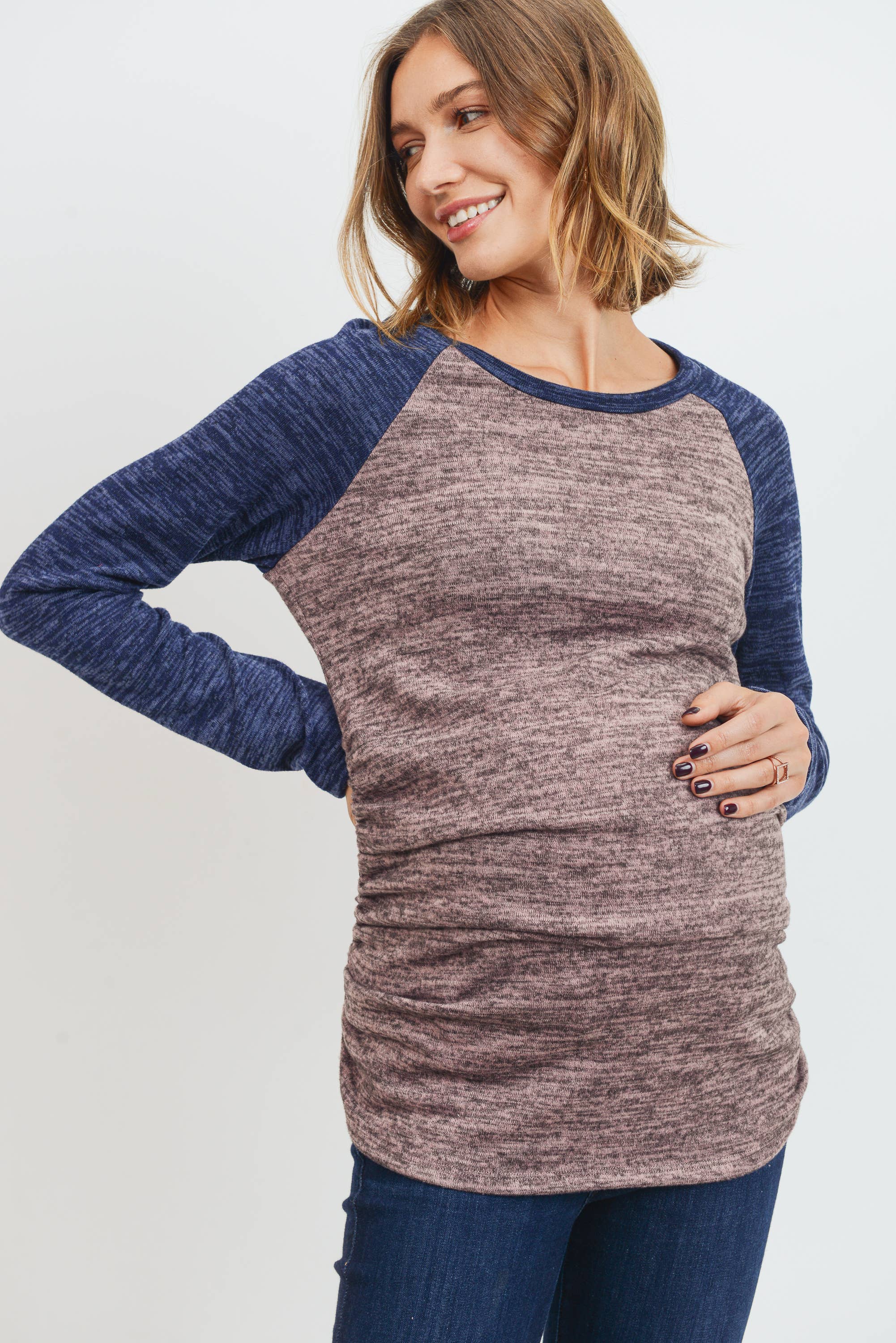 Hello Miz - Venta al por mayor Camiseta corta - Jersey color block jersey tejido maternidad9