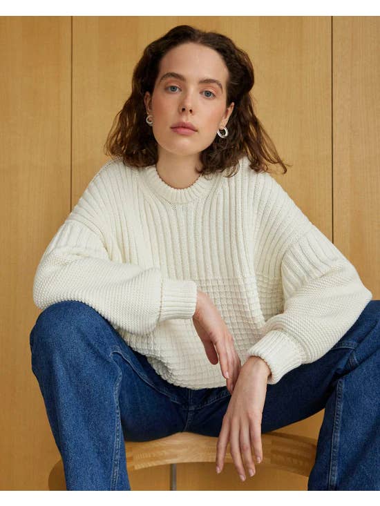 Off White Delčia Sweater: 100% Cotton Off-White Sweater for wholesale on Faire6