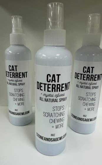 ERTH World Corp DBA Stone+Sage – Engroshandel Kæledyrsspray – Kat/hund – Krystalinfunderet katteafskrækningsspray Naturlig sikker træning4