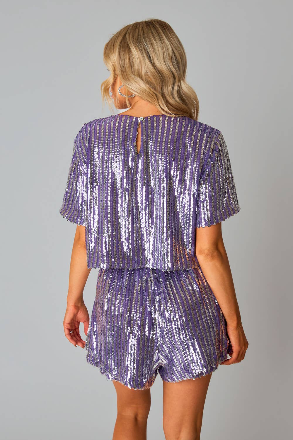 BuddyLove - Wholesale Top & Short Set (NOT Loungewear) - Women's - Laura Purple Sequin Top And Short Set2