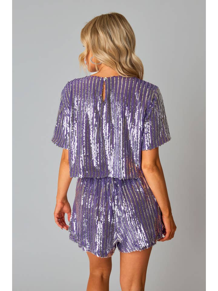 BuddyLove - Wholesale Top & Short Set (NOT Loungewear) - Women's - Laura Purple Sequin Top And Short Set2