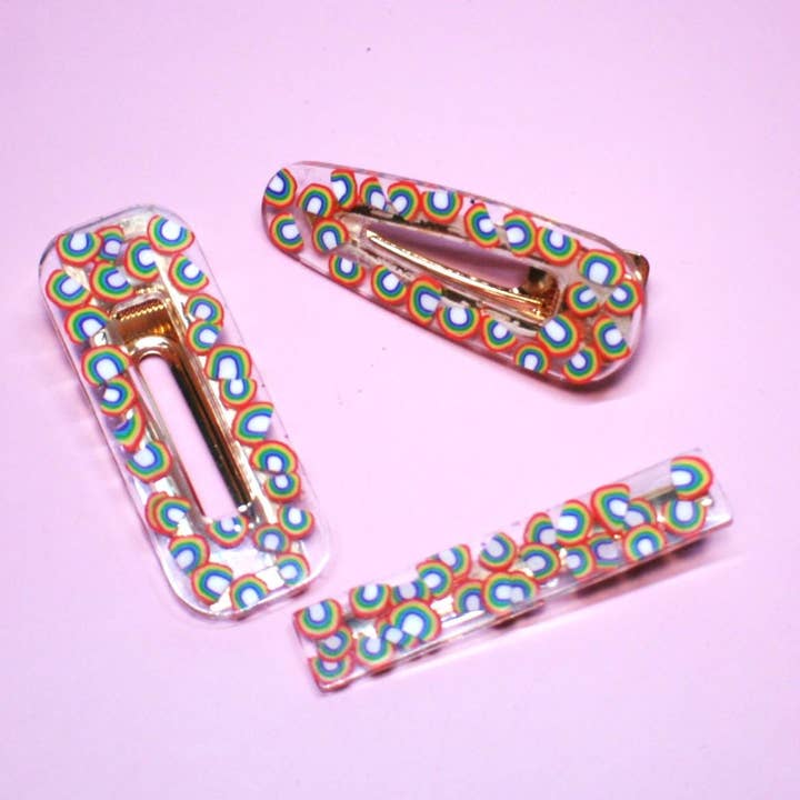 Rainbow Alligator Hair Clips for wholesale by ShesSoCrafty Goods