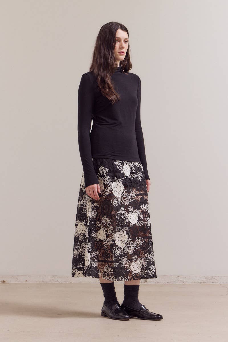 Grade & Gather - Vente Haut en maille – femme - 42036 - HAUT EN JERSEY AJUSTÉ À COL MONTANT2