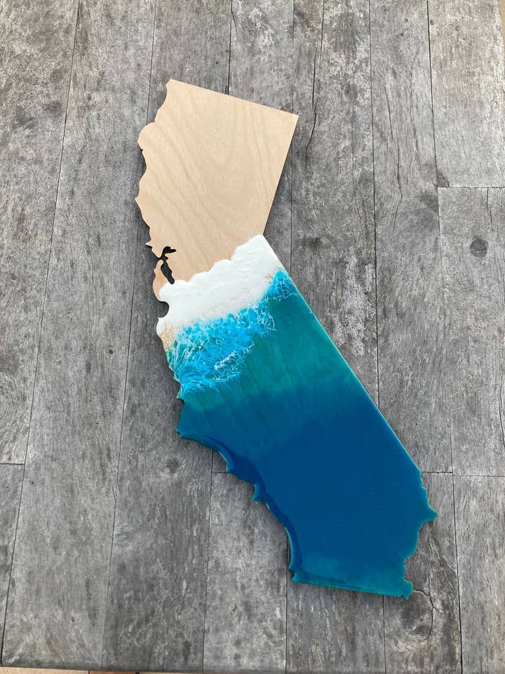 Ocean Resin California / any state or shape Beach Wall Art for wholesale by SeaLion Resin