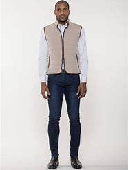 Luchiano Visconti Beige Lättviktskviltad Väst för wholesale av Diamond Apparel Jackets