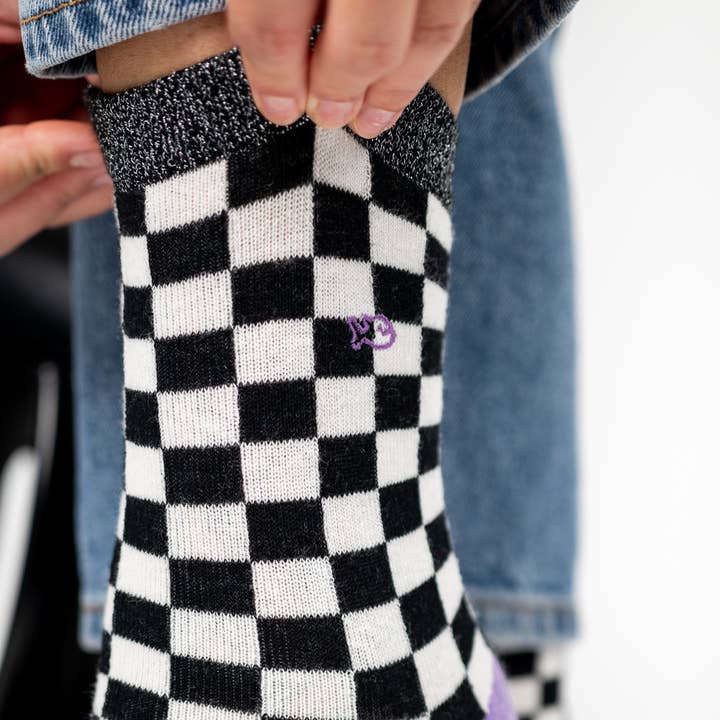 BILLYBELT - Venta al por mayor Calcetines - Mujer - Calcetines a cuadros - Blanco y negro