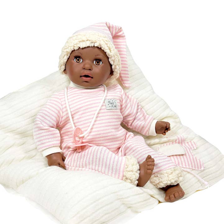 POPPEN ÁLEX DREAMER ROZE DONKERE HUID voor wholesale door Nines Artesanals d'Onil Dolls