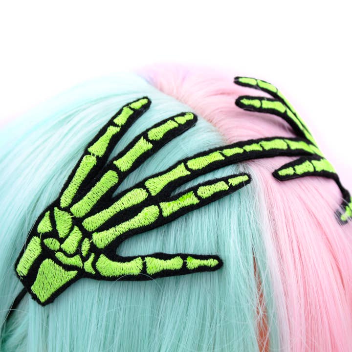 Kawaii Hair Candy - Wholesale Fashion Headband - Women's - Embroidered Skeleton Hand Headband9