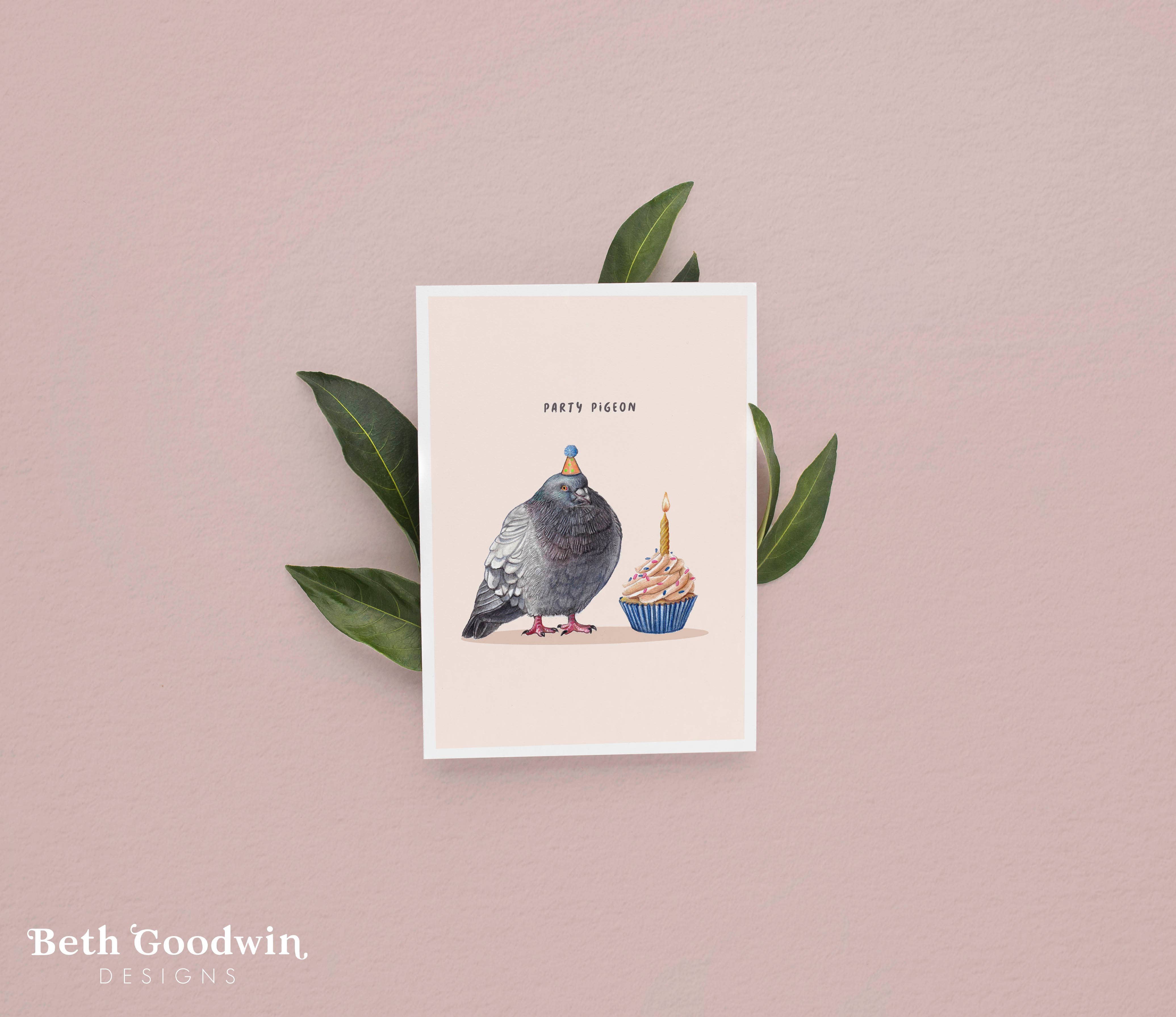 Beth Goodwin Designs – wholesale Birthday card – Party Pigeon  | Funny Birthday Card | Greetings Cards3