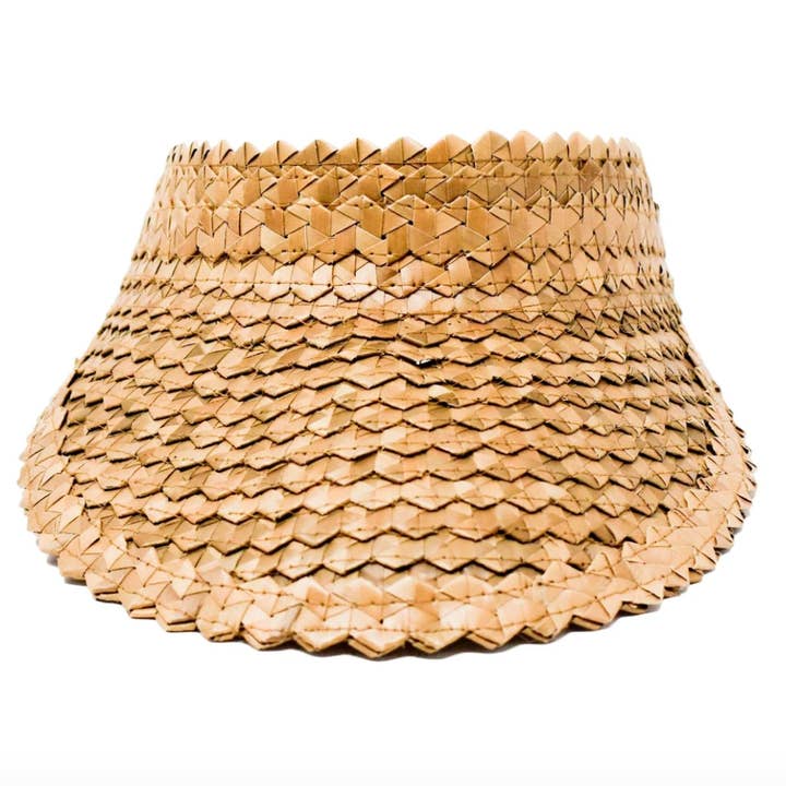 Children's Straw Visor Hat- Caramel for wholesale by POPPY + SAGE