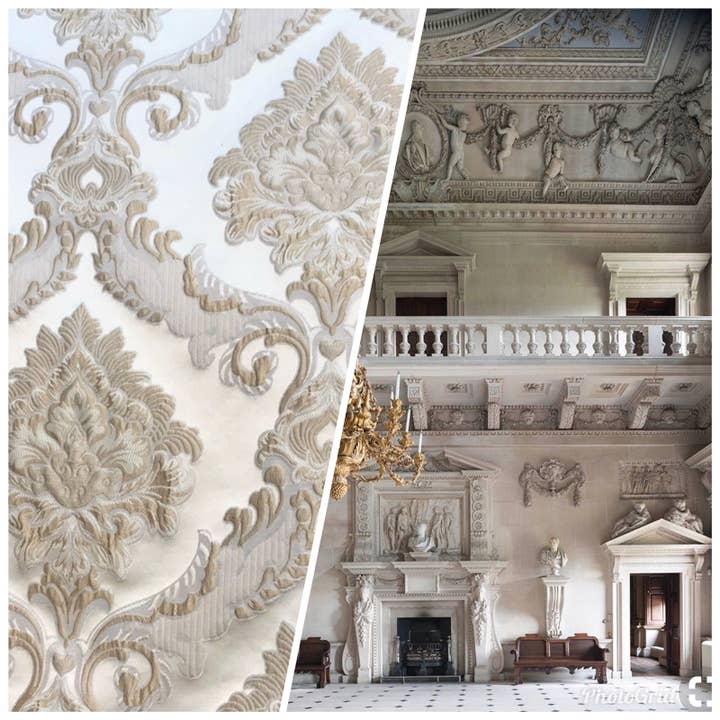 SWATCH Prince Simon Designer Brocade Satin Fabric - Taupe Ivory Floral Upholstery Damask for wholesale by Fancy Styles Fabric