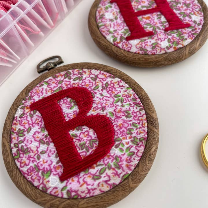 Stitch Ambition - Wholesale Embroidery/Cross Stitch Supplies - Floral Letter Initial Hand Embroidery Hoop