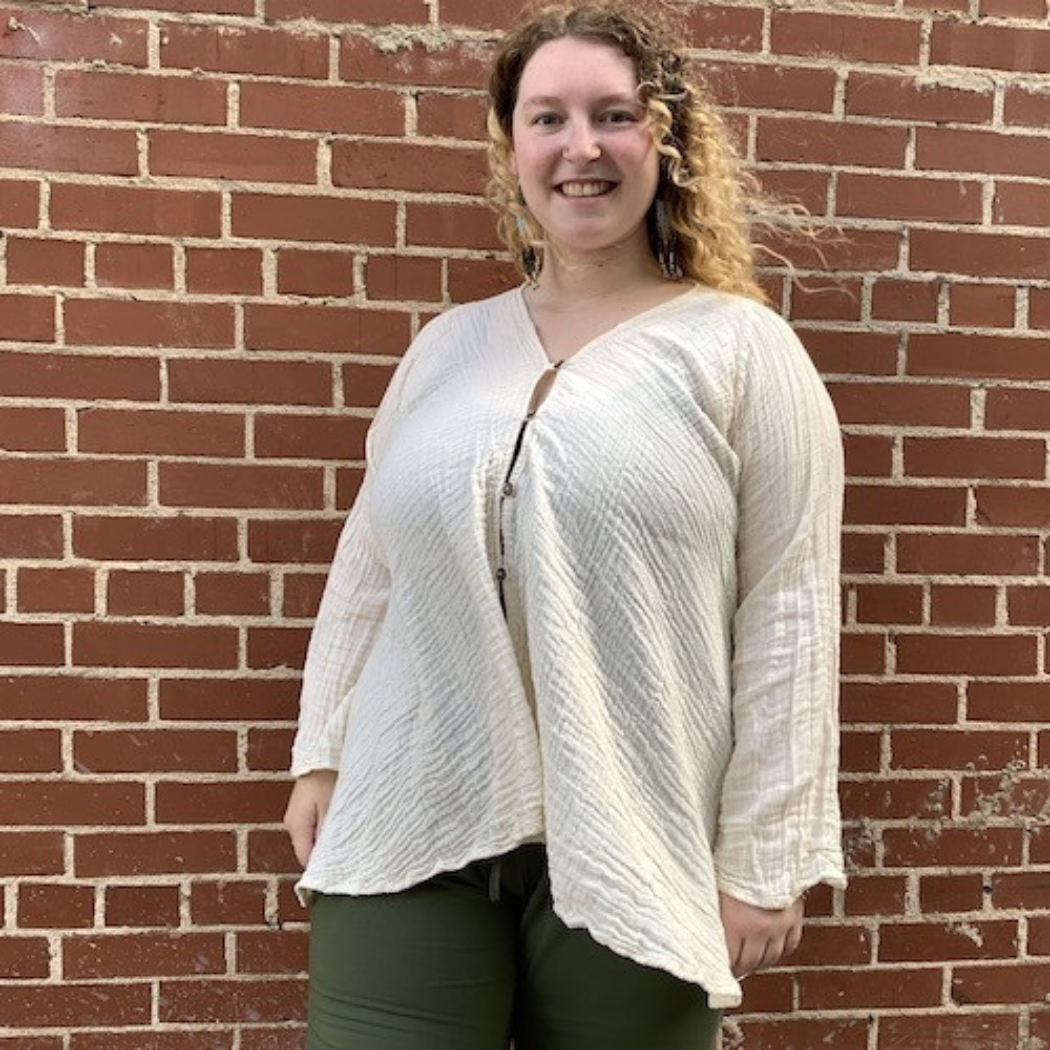 Unique Batik Fair Trade - Wholesale Cardigan - Women's - Gauzy Coconut Button Cardigan | 100% Cotton1