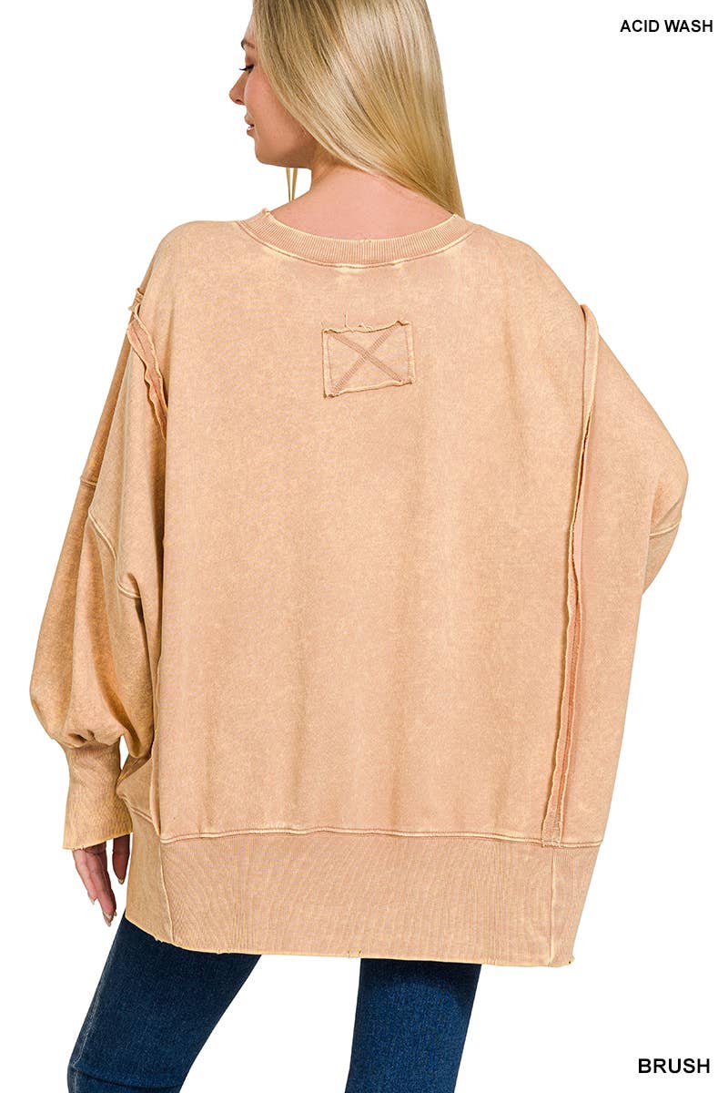 42POPS - Wholesale Sweatshirt - Women's - Split Cuff Washed Oversized Sweatshirt34