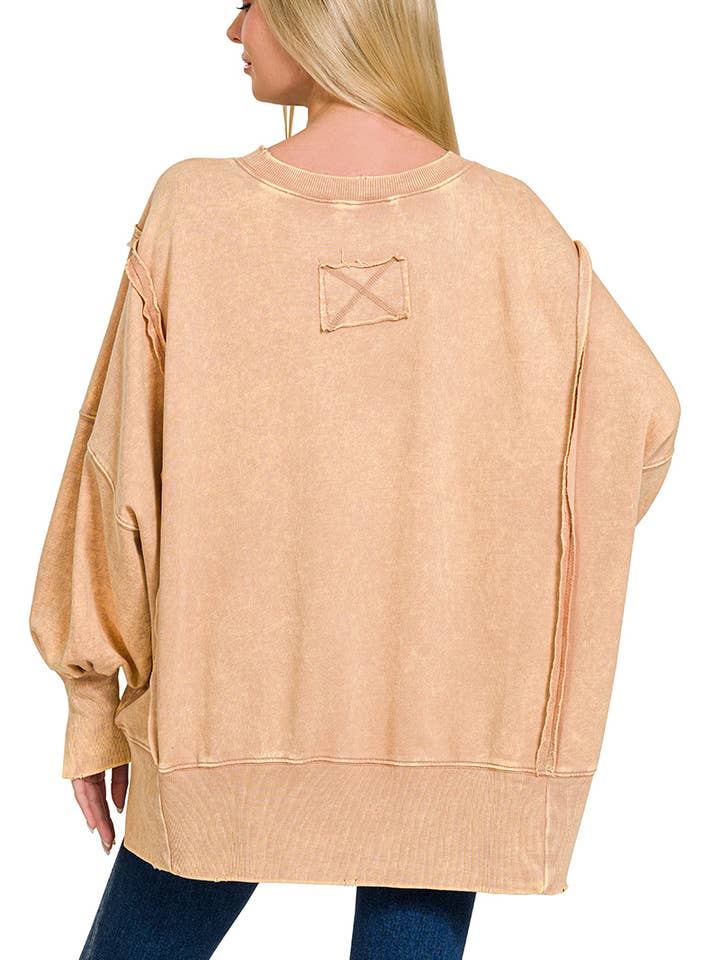 42POPS - Wholesale Sweatshirt - Women's - Split Cuff Washed Oversized Sweatshirt34