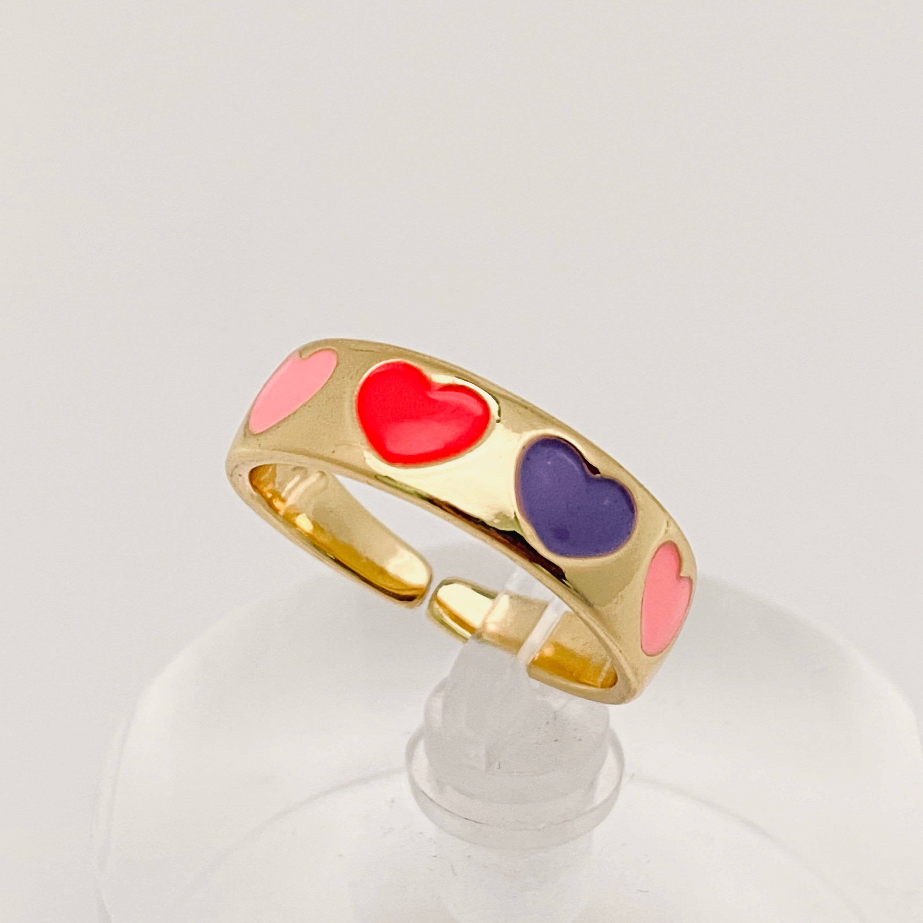 Mio Queena - Wholesale Cocktail/Statement Ring - Enamel Flower Smiley Flower Heart-shaped Ring1