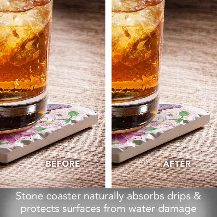 Conimar Promotions - Wholesale Coasters - Floral Essence Motif #6 Single Tumbled Tile Coaster 6