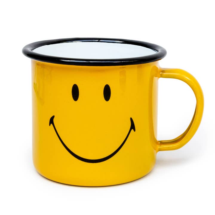 Smiley Enamel Mug for wholesale by Luckies of London