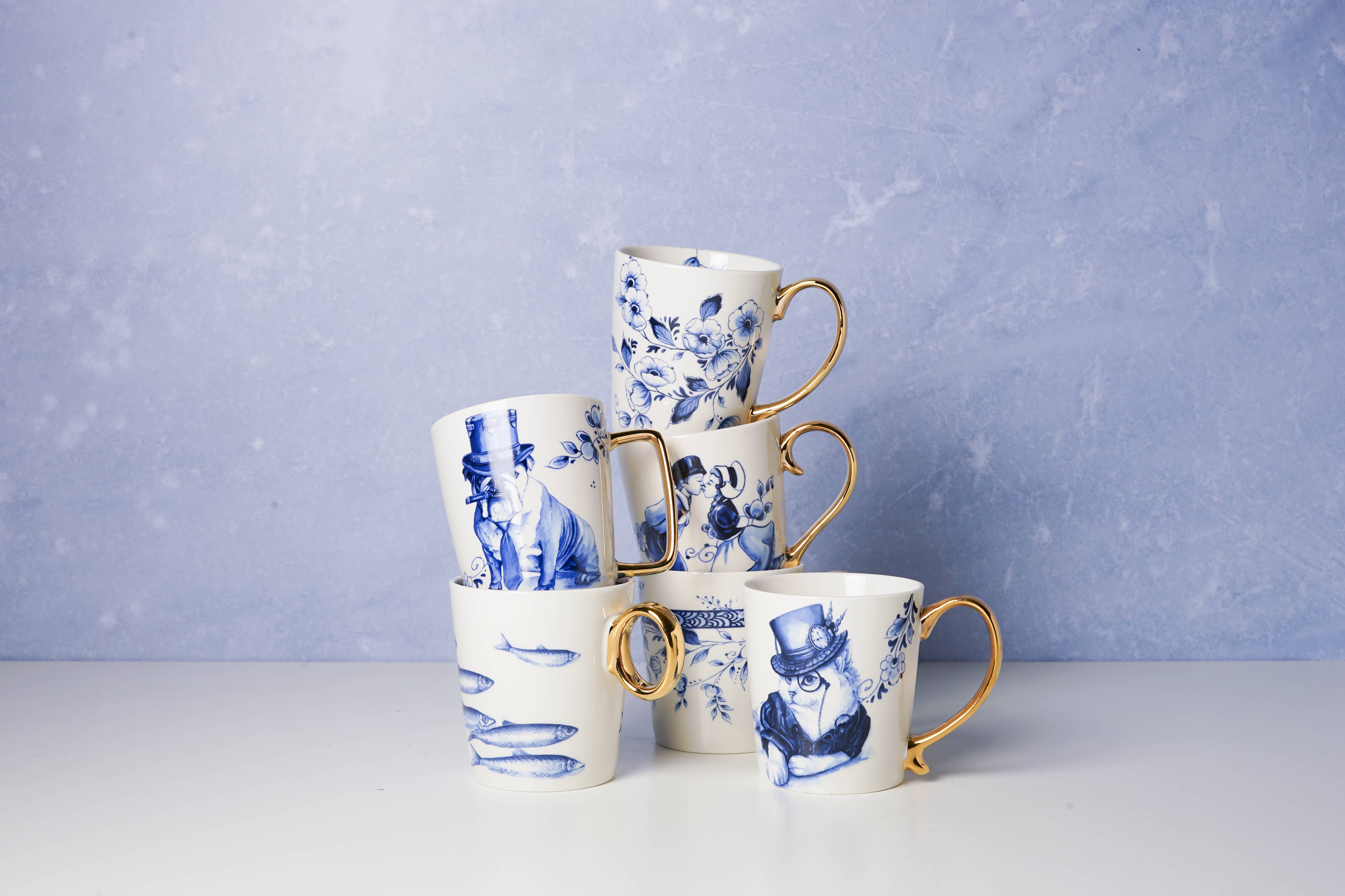 Heinen Delfts Blauw - Vendita all'ingrosso Tazza - Tazza con bulldog e sigaro stile Winston Churchill1