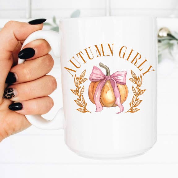 Autumn Girly koffiemok, herfst, pompoen, coquette voor wholesale door Boho Sips