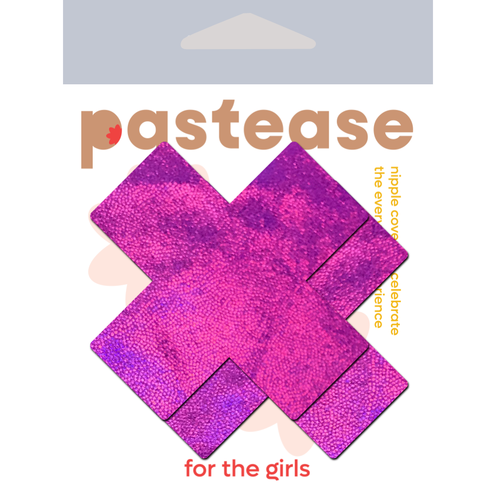 Pastease® – wholesale Bröstvårteklistermärken - Dam – Plus X: Rosa holografiska korsnippel pasties från Pastease®1