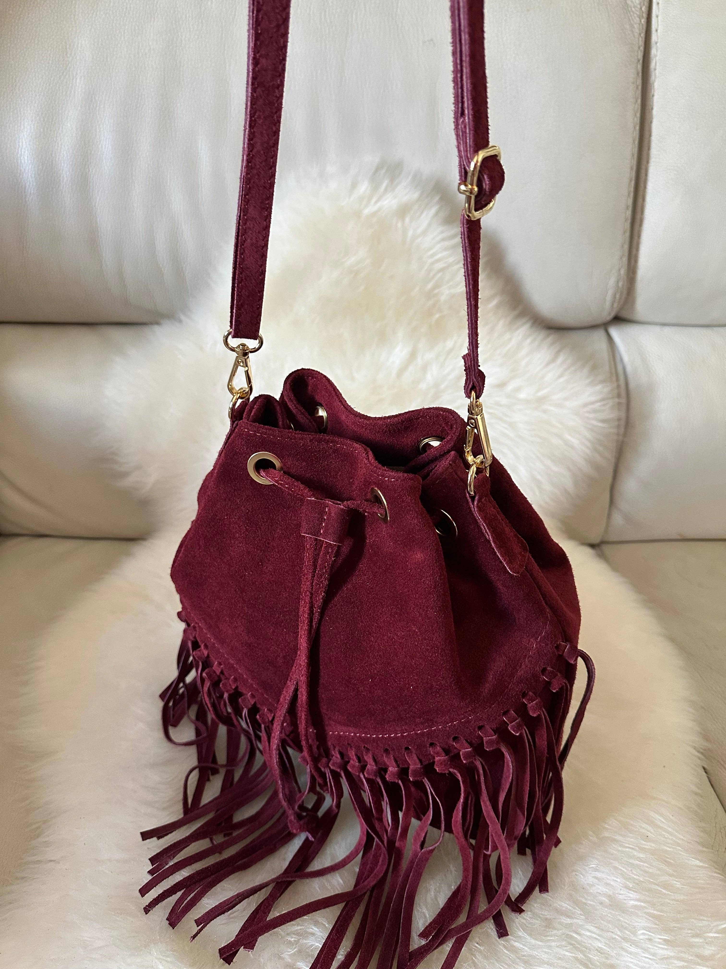 Zhade - Wholesale Shoulder Bag - Women's - SUEDE BUCKET - fringes6