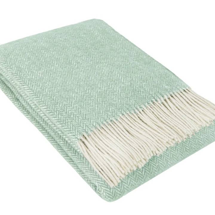 Manta de Lã 100% - Espinha de peixe verde claro por atacado de NorraVilla