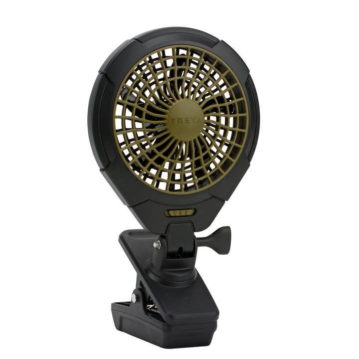 Treva - Wholesale Handheld Electric Fan - Treva 5 Inch Battery Camping Clip Fan Olive
