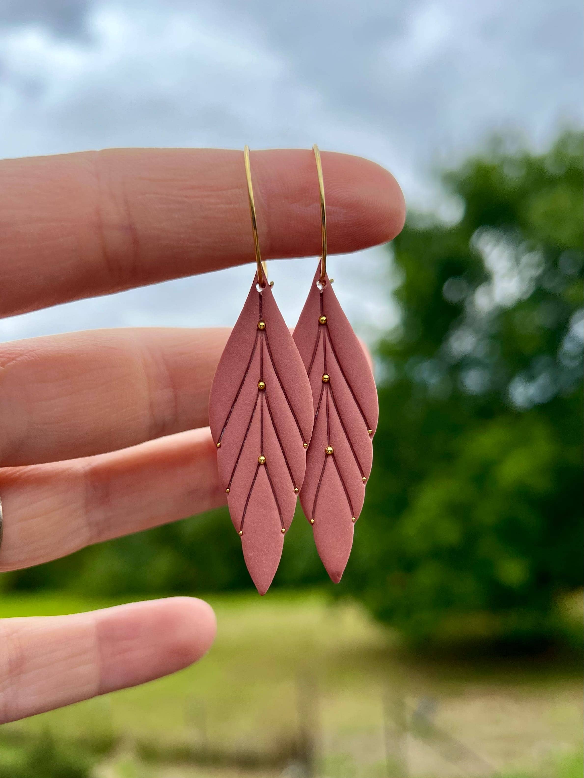 Hold Fast Handmade - Wholesale Dangle Earrings - Autumn Elegant Leaf Hoop Earrings0