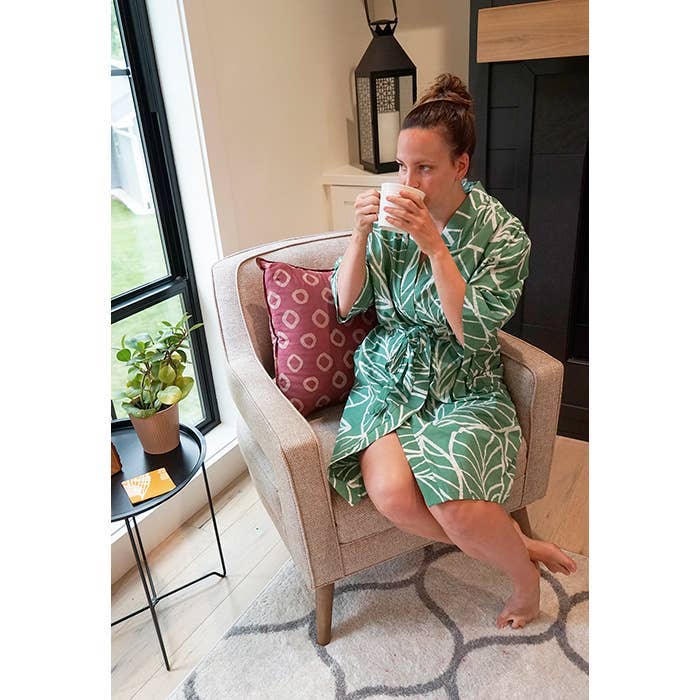 Global Mamas - Wholesale Dress - Women's - Robe: Blooms - Indigo-Organic1