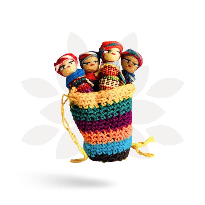 Lumily - Wholesale Doll - Kids - Worry Doll Crochet Pouch with Four Dolls - Guatemala