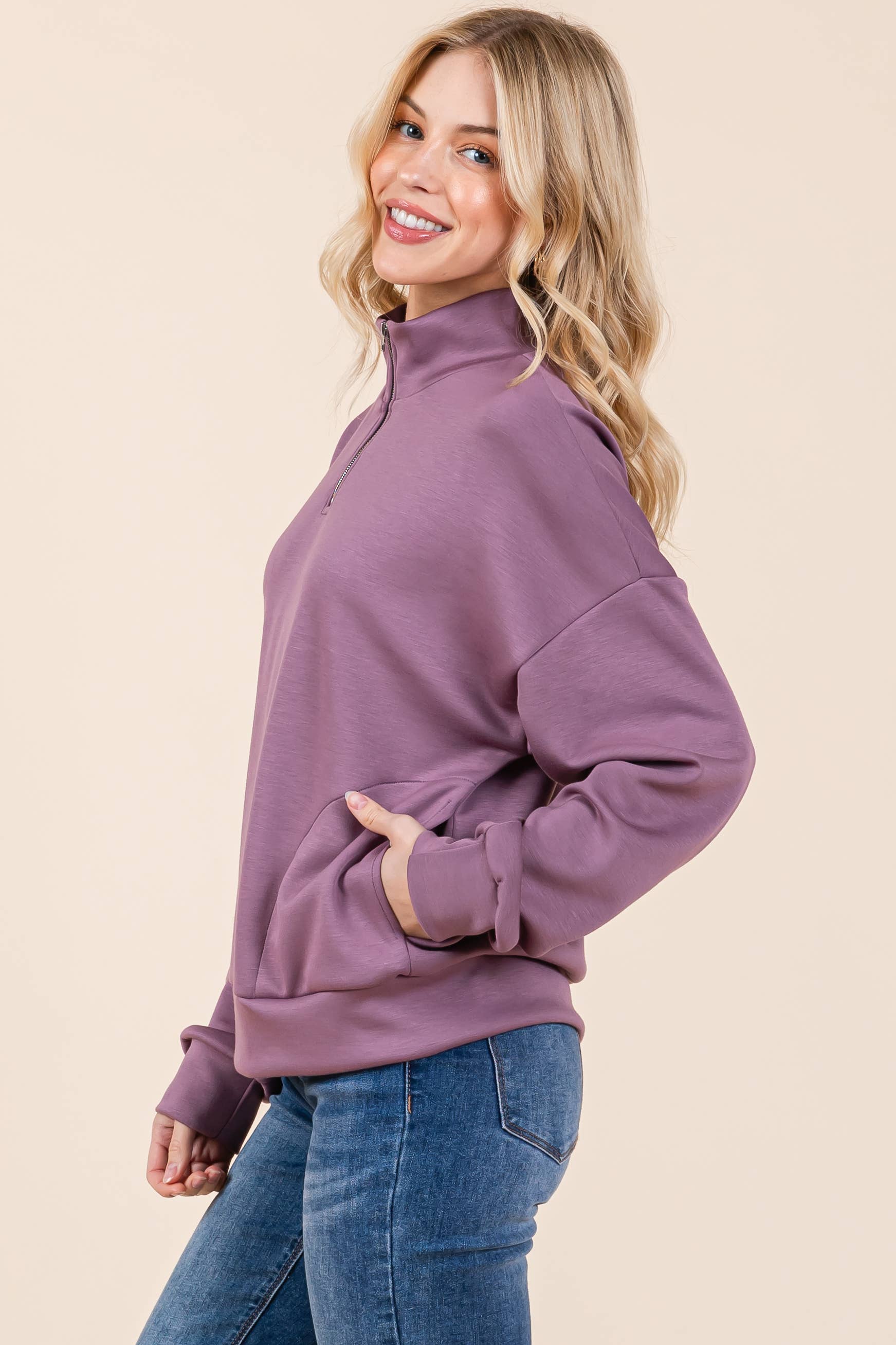 BOMBOM - Vente Sweat-shirt – femme - FERMETURE ÉCLAIR QUART EN POLAIRE BROSSÉE DOUCE TL19933
