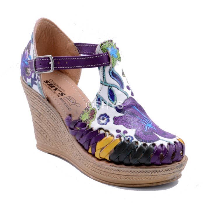 Leather Mexican Wedge Sandals For Woman Print Dp-068 for wholesale by SHYS
